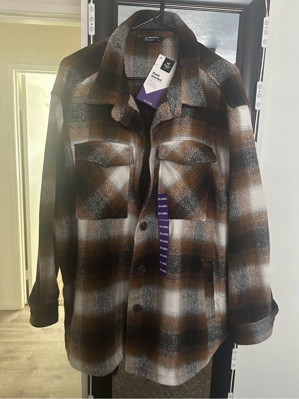Plaid Shacket Jacket in Brown and Cream - Women